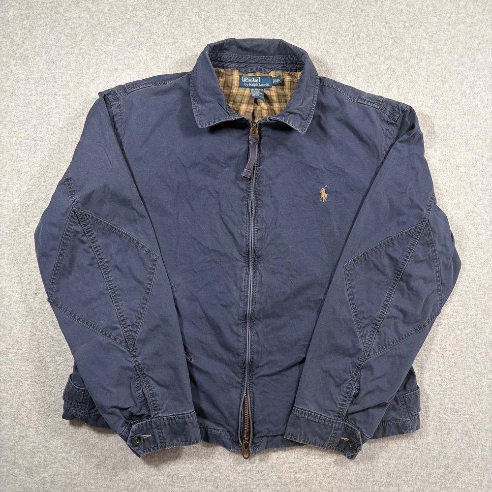 Polo Ralph Lauren WB Field Jacket Men XL Navy Blue Vintage 90s Flannel Lined
